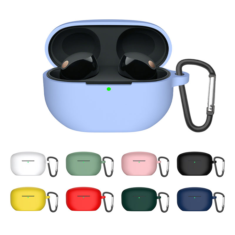Sony Headphone Wf-1000Xm5 - สำหรับโซนี่ WF-1000XM5 เคสซิลิโคนสีทึบกันกระแทกหูฟังบลูทูธฝาครอบป้องกันกล่องหูฟังฟันดาสพร้อมตะขอ