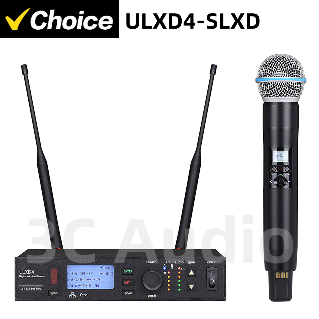 Shure Mic Sm58 - ระบบไมโครโฟนไร้สายระดับมืออาชีพ ULXD4-SLXD 500/600MHz ช่องสัญญาณเดียว สำหรับการแสดงบนเวที การร้องเพลง